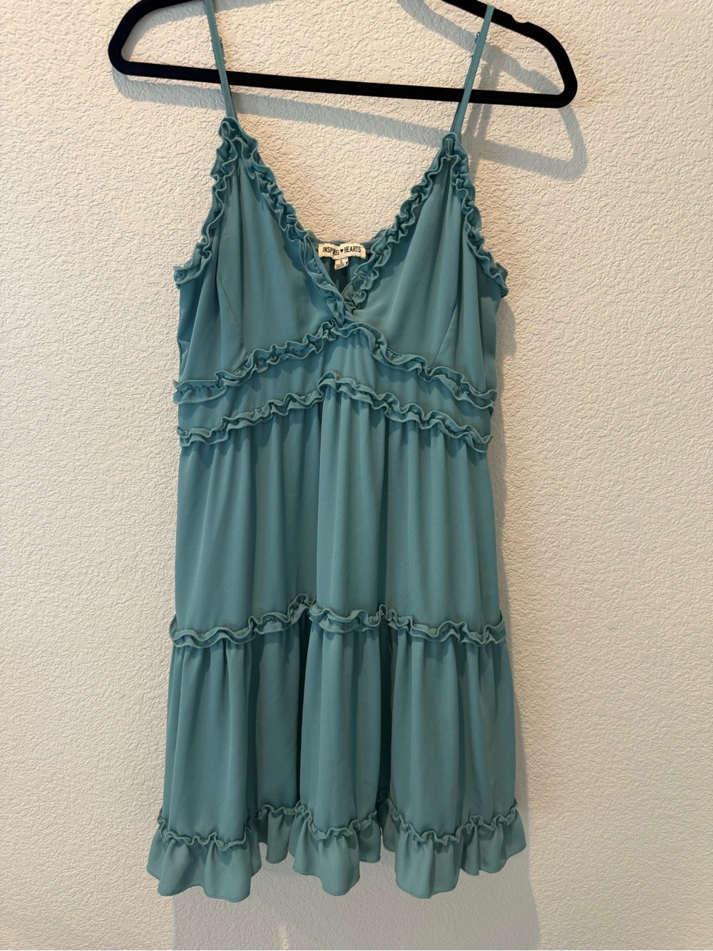 Inspired Hearts Teal Ruffle Tiered Slip Dress
